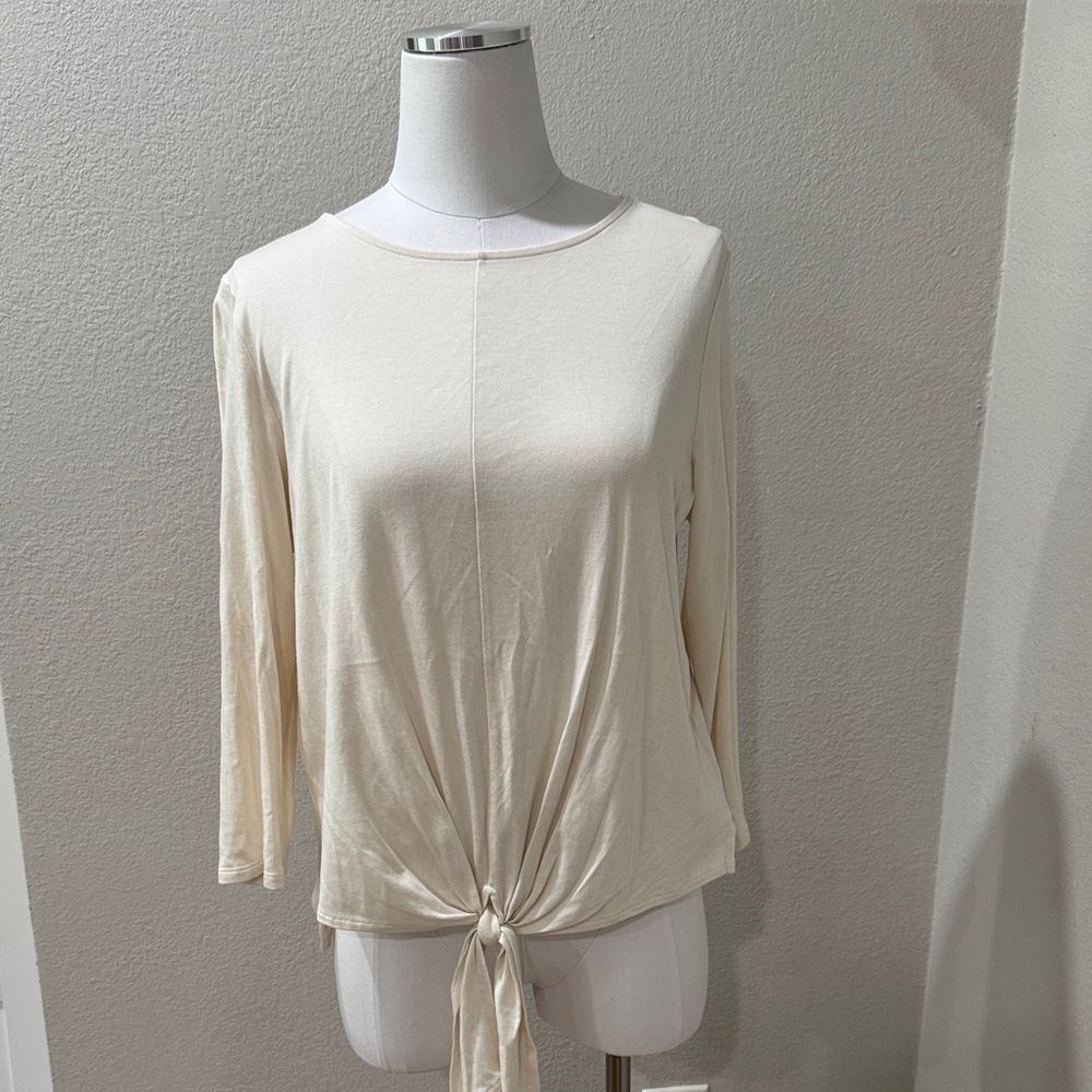 J Jill Cream Tie-Front Women's Lightweight Blouse